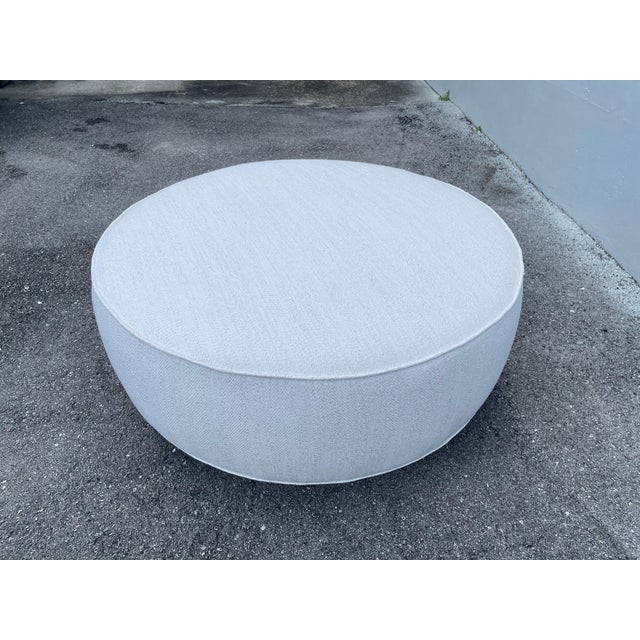 White Round Vintage Ottoman by T.H. Robjohns-Gibbings For Sale - Image 8 of 17