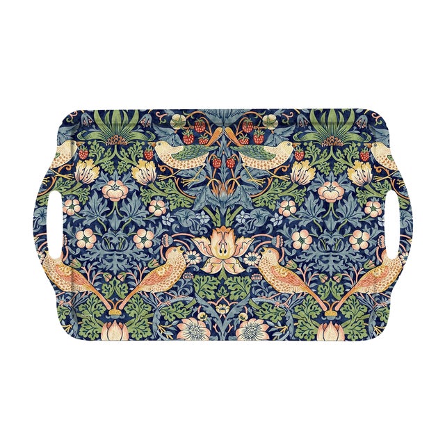 Spode Morris & Co Strawberry Thief Blue Melamine Large Handled Tray For Sale