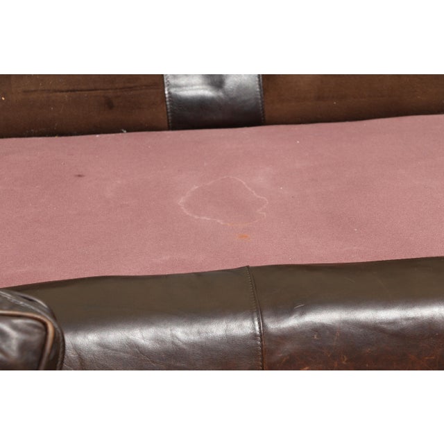 Restoration Hardware Brown Leather Three-Seat Sofa | Vintage Modern Down-Filled Cushions For Sale - Image 18 of 18