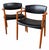 Ejner Larsen & Aksel Bender Madsen Teak and Leather Dining Captain Chairs for Willy Beck, 1950’s Denmark. Pair of side...