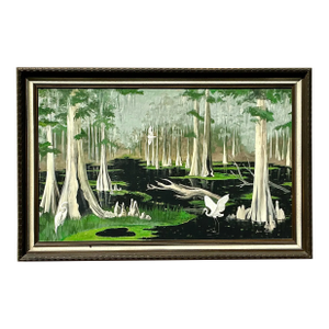 Vintage Boho Original Everglades Oil Landscape Painting on Canvas