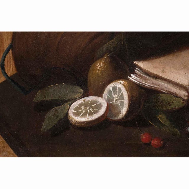 Brown Trompe l'Oeil Still Lifes, 18th Century, Oil on Canvases, Set of 2 For Sale - Image 8 of 16