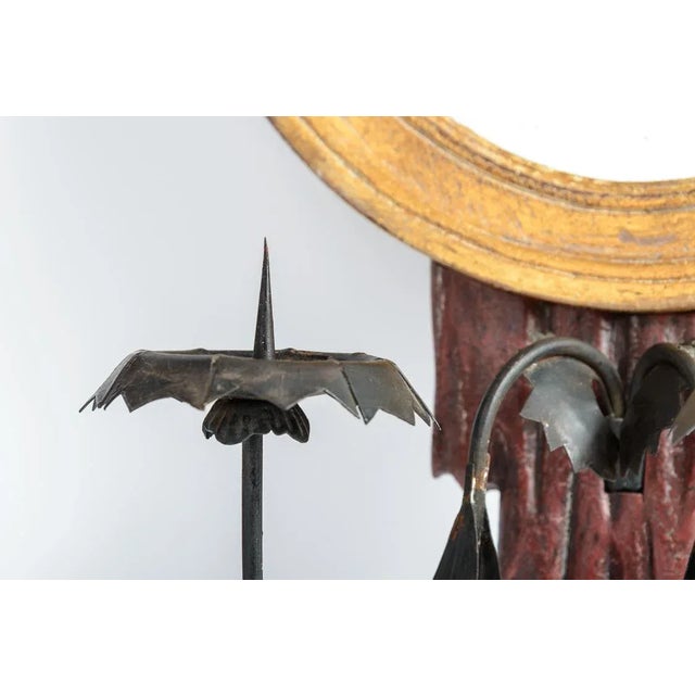 French Baroque Style Ribbon & Bow Wall Mirror Sconce Candle Holder For Sale - Image 10 of 13