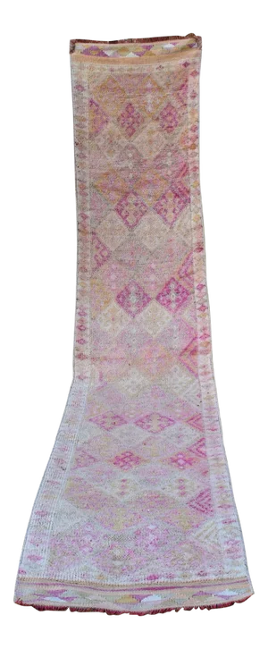Distressed Turkish Oushak Runner 2.6 X 13.5 Ft