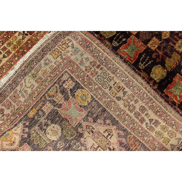 Vintage Persian Mahal Rug With Repeating Tribal Motifs in Rich Brown, Soft Green 4′3″ × 6′5″ For Sale - Image 10 of 11