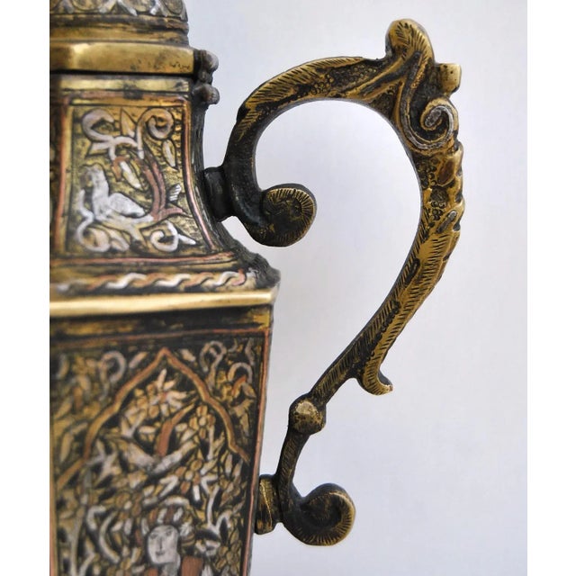 Silver Inlaid Antique Tea Pot Mosul Ayyubid For Sale - Image 9 of 11