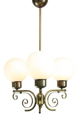 Vintage Italian Brass and Opaline Chandelier