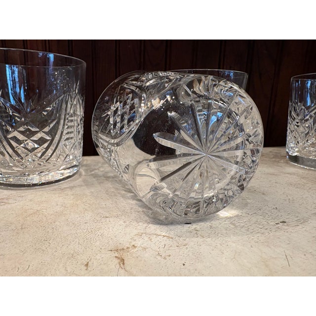 1960s Cut Crystal Rocks Glasses - Set of 4 (And a Spare) For Sale - Image 4 of 6