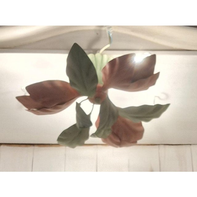 Metal 3-Light Florentine Ceiling Lamp with Colored Metal Frame, 1980s For Sale - Image 7 of 8