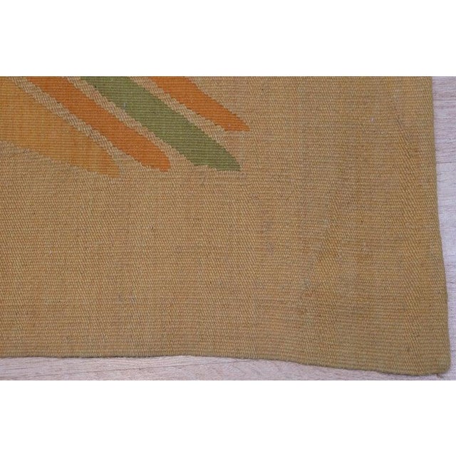 Textile 6x8 Ivory Flat Weave Wool Striped Block Motif Geometric Modern Carpet Rug For Sale - Image 7 of 7