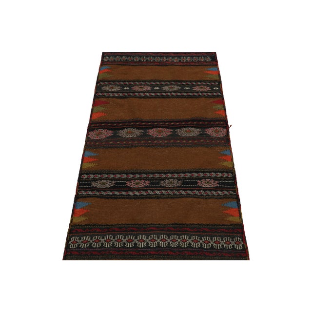 Traditional Vintage Afghan Tribal Kilim in Brown With Geometric Patterns, From Rug & Kilim For Sale - Image 3 of 7