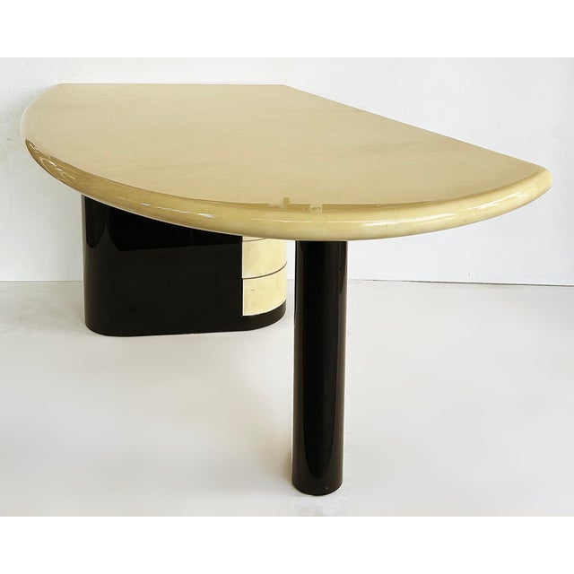 Vintage Aldo Tura Post-Modern Lacquered Parchment Desk, Italy For Sale - Image 4 of 10