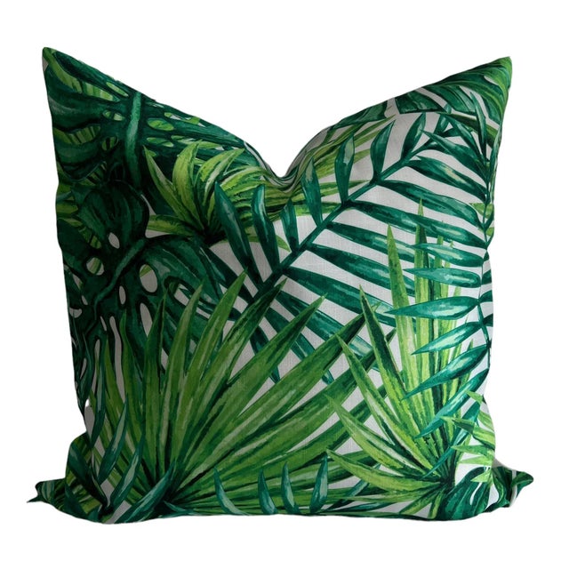 Contemporary Miami Palm Leaves Pillow Cover For Sale - Image 9 of 9