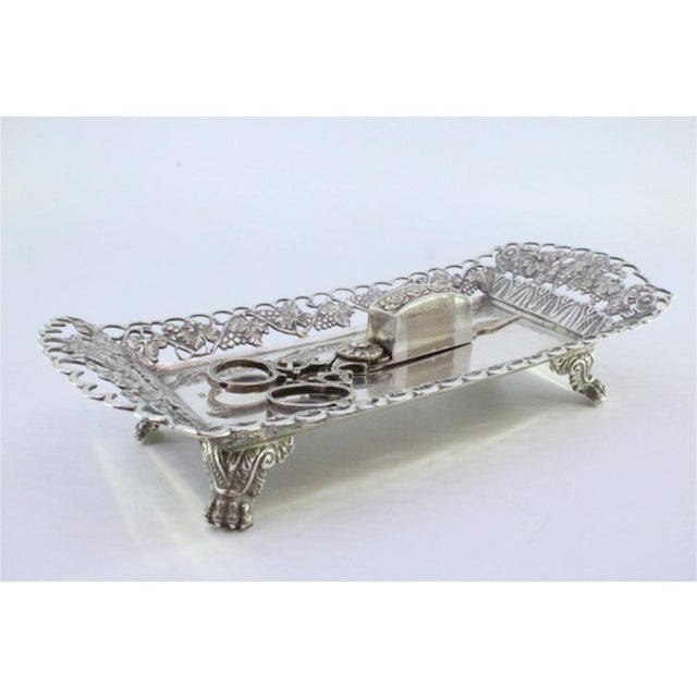 Silver Silver Tray and Scissors with Chiseled Grate, Set of 2 For Sale - Image 8 of 8