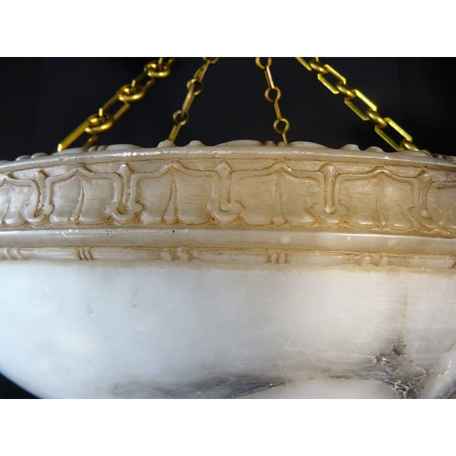 Large Vintage Pendant Chandelier in Alabaster, 1930s For Sale - Image 13 of 14