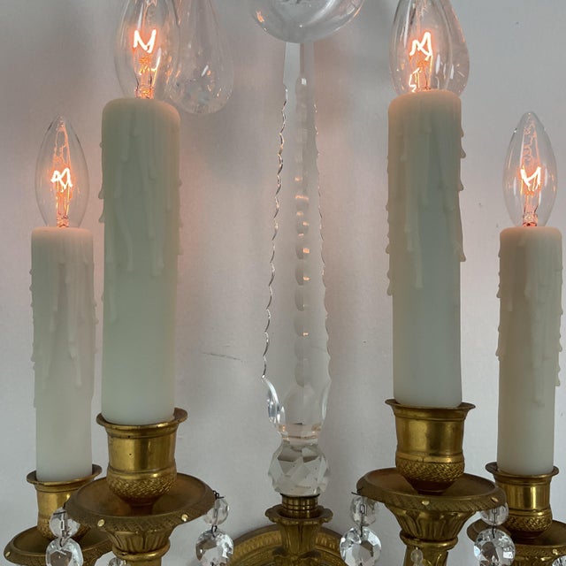 Late 19th Century Electrified French Bronze Wall Sconces With Rock Crystal - a Pair For Sale - Image 4 of 16