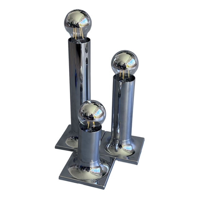 Space Age Chrome Ceiling Lights by Rolf Krüger for Staff Leuchten, Germany, 1970s, Set of 3 For Sale