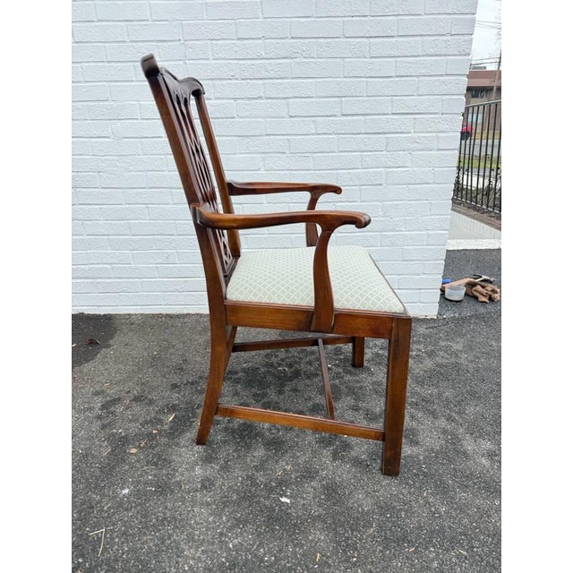 Late 20th Century Set of 8 Solid Mahogany Straight Leg Chippendale Style Dining Chairs For Sale In Washington DC - Image 6 of 16