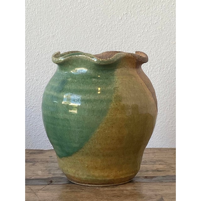 Mid-Century Modern Vintage Original Studio Pottery Ruffle Vase For Sale - Image 3 of 12