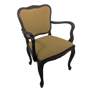 Louis Mustard Colored Armchair in Walnut For Sale