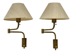 Mid-Century Brass Wall Lights by Florian Schulz, 1970s, Set of 2