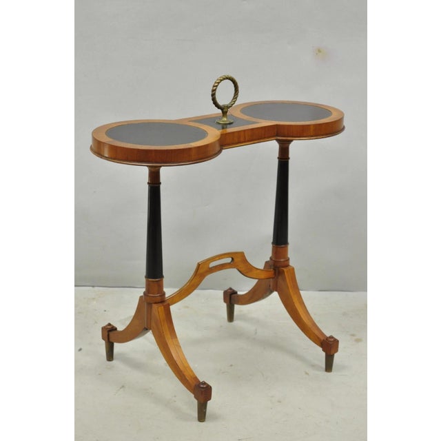 Vintage Weiman Heiroom French Empire Regency Style Black Leather Top Side Table For Sale - Image 16 of 17
