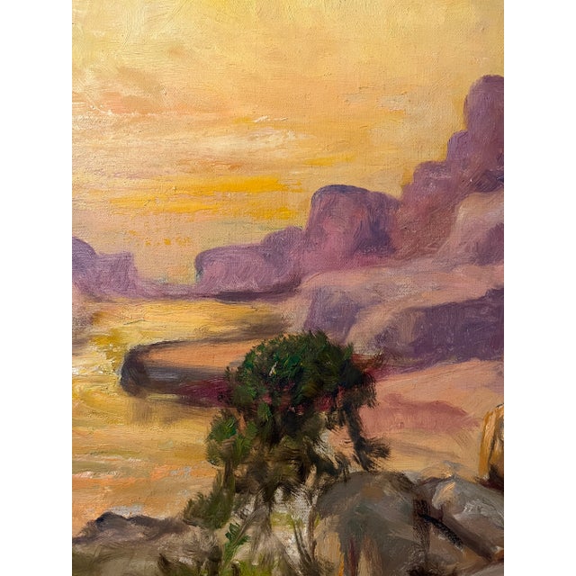 Rustic 1910's "Desert Landscape" Oil Painting For Sale - Image 3 of 6