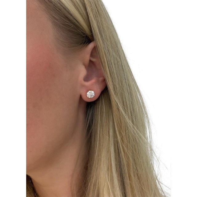 Late 19th Century Late 19th Century Pair of Victorian 2.80 Carat Old European Cut Diamond Stud Earrings For Sale - Image 5 of 5