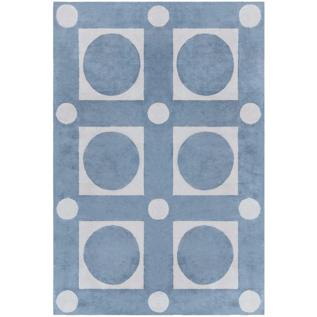 "Moongrid" Contemporary Art Deco Geometric Gray Silk Carpet by Doris Leslie Blau For Sale