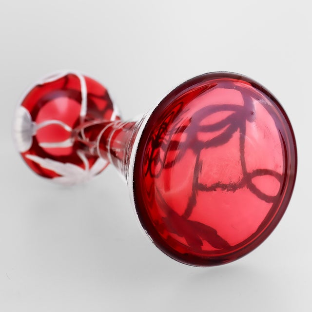 Antique Art Nouveau Cranberry Glass & Silver Overlay Vase For Sale - Image 13 of 13