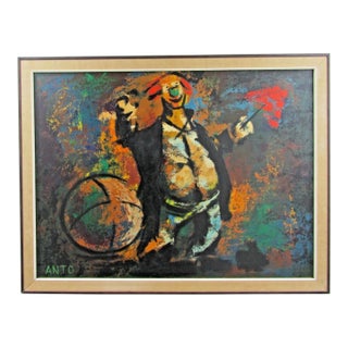 Carlo of Hollywood Anto Framed Oil on Board Painting 1960s For Sale