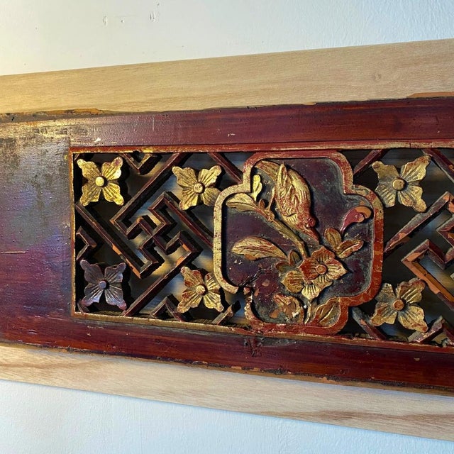 Sculptural Wall Object – Antique Chinese Giltwood Openwork Floral Panels, Pair For Sale - Image 12 of 13