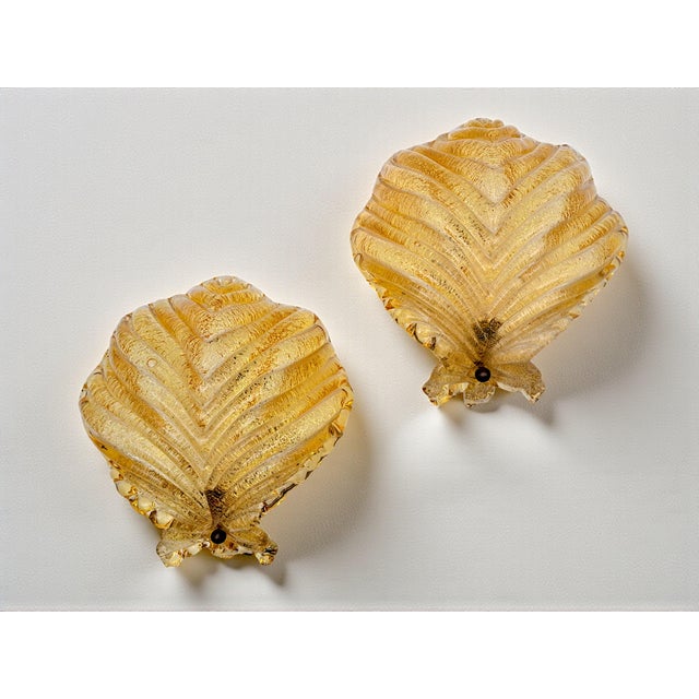 Murano Glass Shell-Shaped Dew Glass Wall Lamps from Manifattura Di Murano, 1960s, Set of 2 For Sale - Image 16 of 16