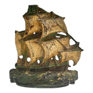 Early 1900s American Painted Cast Iron Ship Doorstop