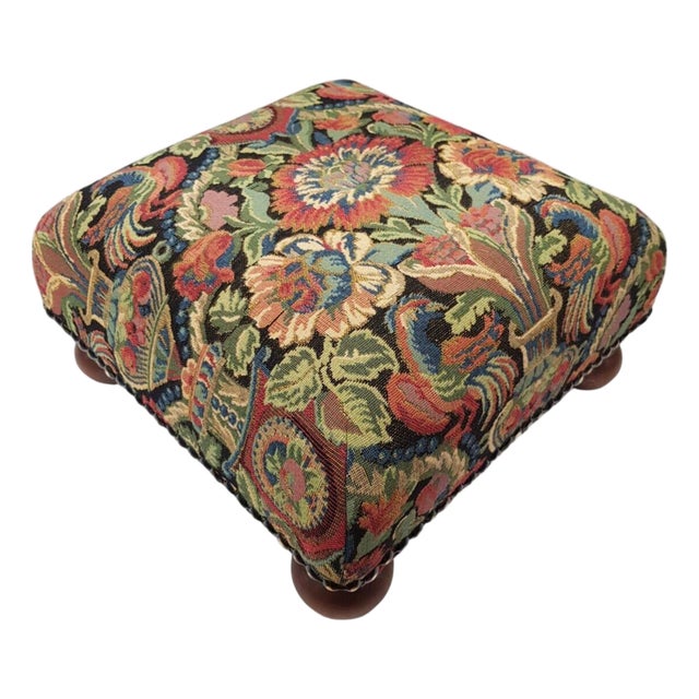 Vase & Birds Tapestry Footstool For Sale