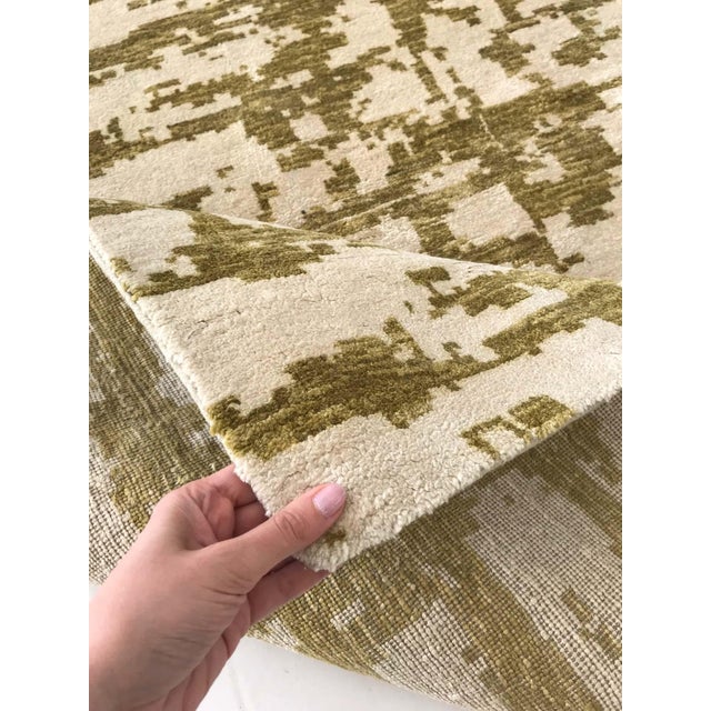 Brown Abstract Modern Green Silk Rug by Doris Leslie Blau For Sale - Image 8 of 8