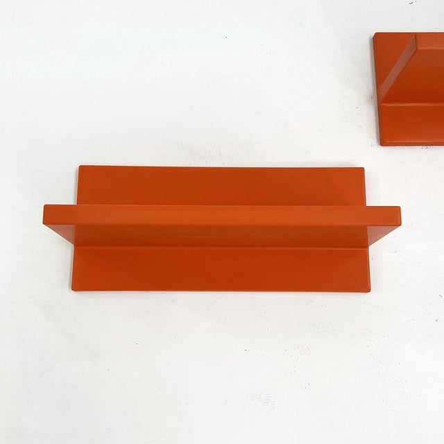Orange Wall Shelves attributed to Marcello Siard for Kartell, 1970s, Set of 2, in Good conditions. Designed 1970 to 1979...