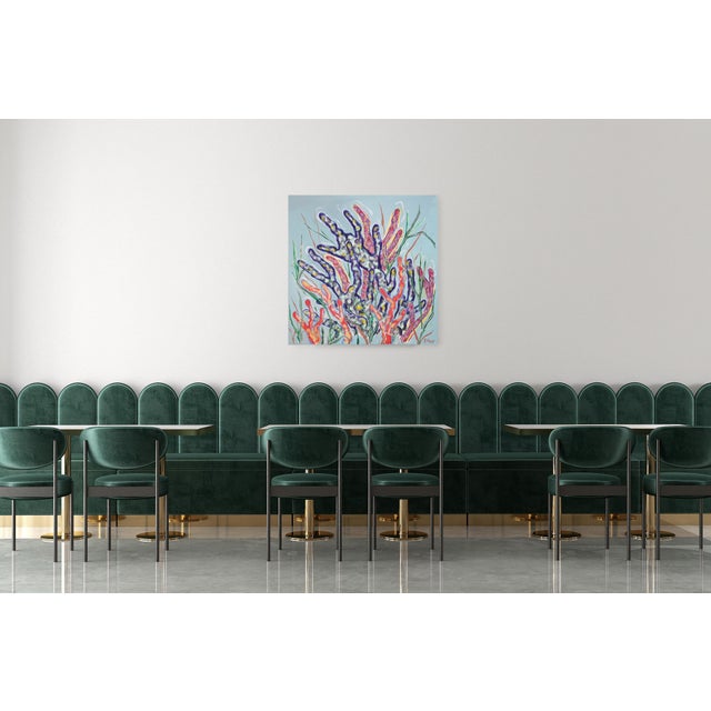 Textile 2026, Naturalistic Style Painting on Canvas of Modern Marina, Caribbean Corals by Romina Milano For Sale - Image 7 of 9