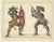 Duel with Ornate Shields and Daggers, 1842, Lithograph For Sale