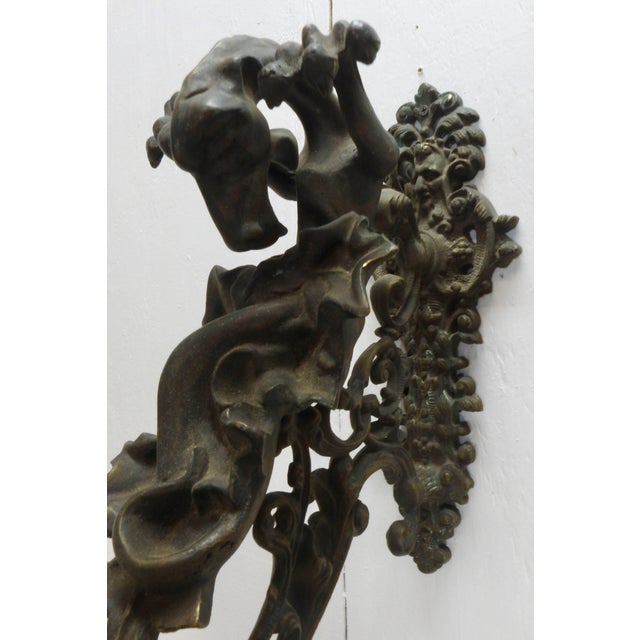 Metal Mid-19th Century Pair of Italian Bronze Gothic Candle Sconces For Sale - Image 7 of 9