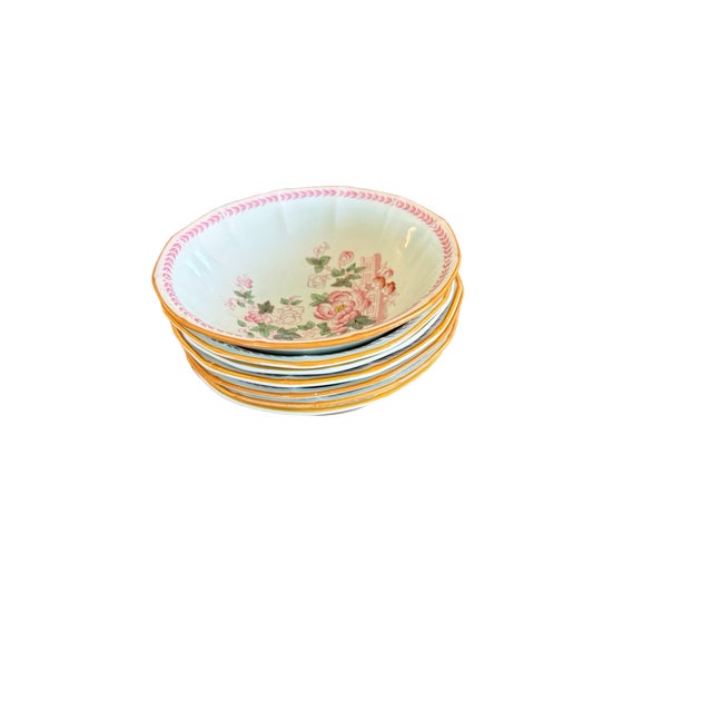 English Vintage Adams Calyx Ware Metz 12-Sided Coupe Cereal Bowls - Set of 7 For Sale - Image 3 of 12