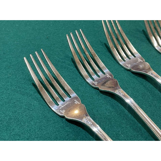Silver-Plated Fish Forks with Malmaison Pattern from Christofle, Set of 5 For Sale - Image 5 of 6
