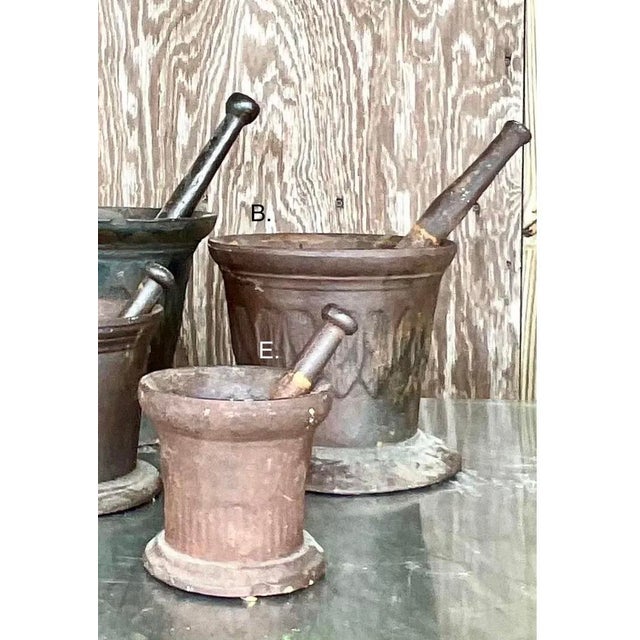 Vintage Boho Apothecary Wrought Iron Mortar and Pestle - Set of 5 For Sale - Image 11 of 12
