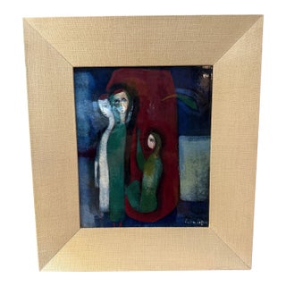Incredible Polia Pillin Glazed Plaque in Original Frame C1958 Titled Nocturne For Sale