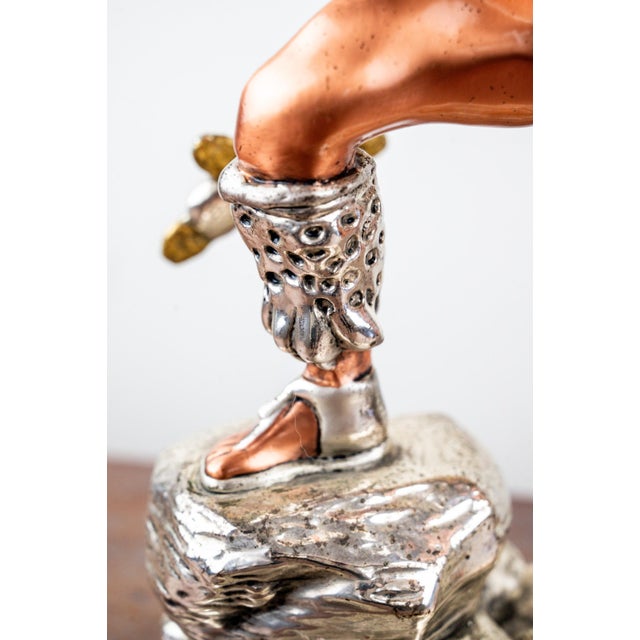 Silver Late 20th Century Martin Mendoza “Leopard Warrior” Monumental Plata Artistica .999 Silver Clad Aztec Warrior Sculpture for D’Argenta For Sale - Image 8 of 11