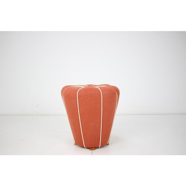 Red Tabouret by Jindřich Halabala, 1950s For Sale - Image 8 of 9