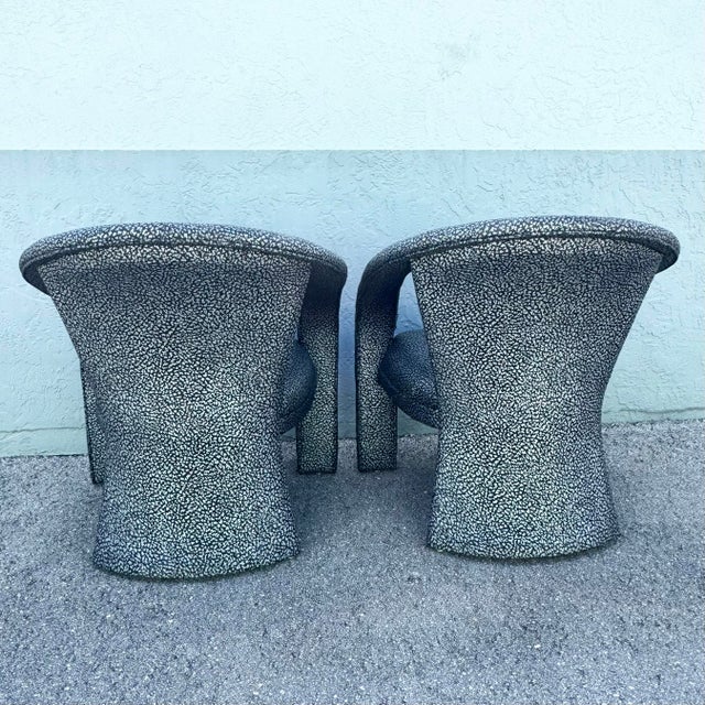Postmodern Silver and Black Leopard Print Lounge Chairs - A Pair For Sale - Image 4 of 9
