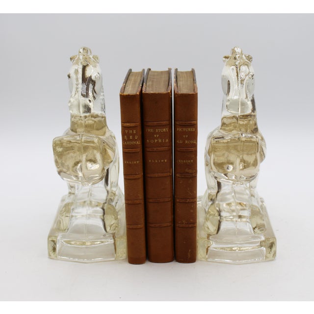 Circa 1930-40s Art Deco-Art Modern Pair of Rearing Horse Glass Bookends For Sale In Raleigh - Image 6 of 8