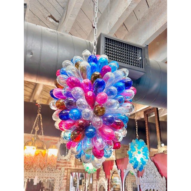 Glass 1990s Hand-Blown Multicolor Glass Pendant Light For Sale - Image 7 of 12