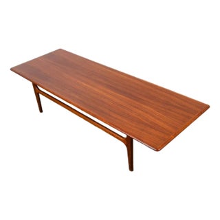 Mid Century Danish Modern Coffee Table Solid Teak Denmark Surfboard MCM Vintage For Sale